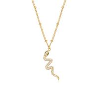 LADYGD Collar de serpiente para mujer, chapado en oro de 14 quilates, circonita cúbica, colgante de serpiente, hecho a mano, regalo de joyería, Oro amarillo, Circonia cúbica