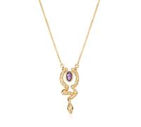 LADYGD Collar de serpiente para mujer, chapado en oro de 14 quilates, circonita cúbica, colgante de serpiente, hecho a mano, regalo de joyería, Oro amarillo, Circonia cúbica