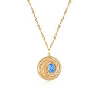 LADYGD Hamsa - Collar con colgante de mal de ojo para mujer, chapado en oro de 14 quilates, circonita cúbica, delicado collar hecho a mano, joyería de oro para regalo, Chapado en oro, No es una piedra