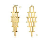 LADYGD Pendientes colgantes de plata de ley 925 chapados en oro de 14 quilates para mujer, delicados aretes colgantes de palos, hipoalergénicos, regalos de joyería para adolescentes, oro amarillo, sin
