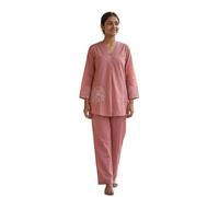 Ladyline Conjunto de 2 piezas de pantalones de túnica bordados de algodón puro para mujer, conjunto de camiseta kurti étnica con pantalones palazzo, conjunto de pantalones Kurta, Cebolla, 74