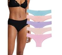 LadyMelex Pack de 5 Tangas Brasileñas, 100% Suaves y Cómodas, Colores Claros y Oscuros Colores claros, M