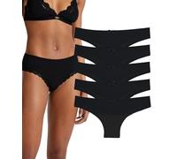 LadyMelex Pack de 5 Tangas Brasileñas 100% Suaves y Cómodas Negro M