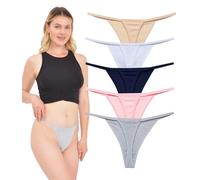 LadyMelex, Tangas de algodón para Mujer, Paquete de 5, Gris, L