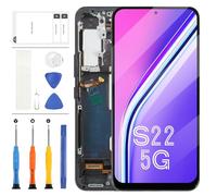 LADYSON TFT Pantalla LCD para Samsung Galaxy S22 5G S901 LCD Display para Samsung S22 5G S901B SM-S901B SM-S901B/DS LCD Digitizer Assembly Touch Screen Kit + Herramienta con marco (negro)