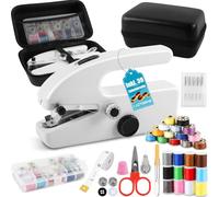 LADYSONS Máquina de coser a mano, mini máquina de coser eléctrica, portátil con caja de almacenamiento, accesorios de costura, 2 modos, ideal para principiantes y reparaciones rápidas de ropa y