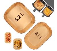 LADYSON'S Papel para freidora de Aire Caliente para freidora Doble Tefal de 5,2 L y 3,1 L, 100 Piezas de Papel para Hornear para freidora de Aire Caliente, Accesorios para freidora de Aire Caliente L