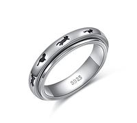 Ladytree Anillo giratorio de plata de ley 925 para aliviar la ansiedad, aliviar el estrés, el aburrimiento, TDAH, autismo, anillo chapado en platino, regalo de cumpleaños para mujeres y hombres, 8