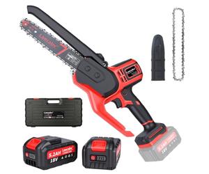 Laecabv Mini motosierra de poda inalámbrica de 7 pulgadas con baterías eléctricas de 5.4Ah, para cortar madera en jardines (LA-J7Max)
