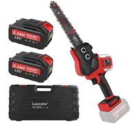 Laecabv Mini motosierra portátil de 7 pulgadas con batería de 18 V 5,2 Ah para cortar madera y jardinería (7 pulgadas con baterías)