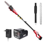 Laecabv Podadora telescópica, sierra de barra telescópica, sierra podadora eléctrica, batería 21 V 4 Ah y cargador, diámetro de corte 18 cm, velocidad de la cadena 8 m/s, autolubricante, ampliable