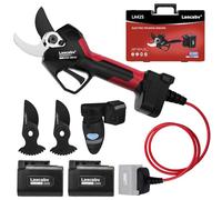 Laecabv Tijeras de Podar Eléctricas, 42mm Tijeras de Podar con Batería Profesional, Tijeras Rama Inalámbrico con Motor sin Escobillas, 2 Piezas Batería de Litio Recargable de 25V/4Ah (LA42SBKRD)