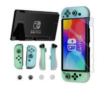 Laehovr Funda para Nintendo Switch con funda ergonómica de TPU JoyCon y carcasa trasera de policarbonato transparente para Nintendo Switch, funda protectora de interruptor acoplable que contiene