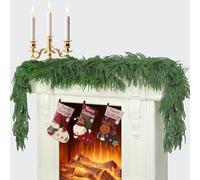 Laelfe 2 Pcs Guirnaldas Artificiali di Pino Norfolk, 183 cm Guirnalda Natalizie Finte Real Touch con Pino Finto e Piante Verdi Finte per Natale, Festività, Mensole, Tavoli, Decorazioni per Caminetti