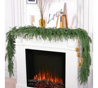 Laelfe 2 Pieza Guirnalda de Navidad Artificial, 183 cm Guirnalda de Pino de Norfolk Verdura Artificial de Toque Real para Decoración Navidad, Chimenea, Mesa, Puerta, Escaleras, Interior y Exterior