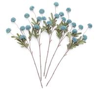 Laelfe 5 Paquetes de Flores Artificiales Kiku, 52 cm Crisantemos de Seda Falsa, Mini Mums Pompon, Ramos de Flores para Boda, Hogar, Cocina, Centros de Mesa, Relleno de Jarrón (Azul)