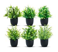 Laelfe 6 Piezas Plantas Artificiales Decorativas Pequeñas con Macetas Plantas de Plastico Mini Plantas Falsas para Casa Baño Oficina Decoración Interior