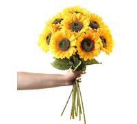 Laelfe 8 Piezas Girasoles Artificiales Grandes, 45 cm Flores Girasoles Amarillas de Plástico para Decoración de Hogar, Arreglos de Bodas, Fiestas de Cumpleaños y Mesa