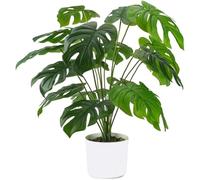 Laelfe Planta Artificial Monstera en Maceta, 55 cm Planta Falsa Palmera Tropical para Interiores Exteriores Hogares Oficinas Jardines Dormitorio Mesas Escritorios (12 Hojas)