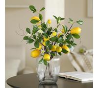 Laelfe Ramas de Limón Artificial, 8 Cabezas Amarillas Falsas Lemon Twigs con Ramas de Sauce Decoración de Limón Falso para Decoración para el Hogar Cocina Dormitorio Boda (18.9in)