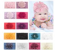 LAEMALLS 14PCS Bebé diadema, Recién nacido diadema, Elásticas diademas, Niñas bebe accesorios, Bebé vabeza band, Diademas para bebe fotografía, Diademas para niños de 0-6 meses, Diadema con flores#2