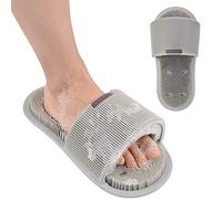 LAEMILIA Sandales Salle de Bain Brosse Pied Douche Chaussons Nettoyant Massagers Pantoufles Nettoyage en Silicone Antidérapantes Chaussures de Maison Masseur Confortable (Gris)