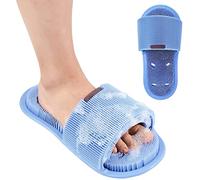 LAEMILIA Sandales Salle de Bain Brosse Pied Douche Chaussons Nettoyant Massagers Pantoufles Nettoyage en Silicone Antidérapantes Chaussures de Maison Masseur Confortable (Bleu)