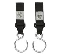 LÄSSIG Accesorio para cochecito (2 pcs.) Gancho cinta abrojo de gancho y bucle Carabiner Gancho para cochecito Gancho para compras Metal/Stroller Hooks with Carabiner silver