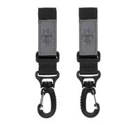 LÄSSIG Accesorio para cochecito (2 pcs.) Gancho cinta abrojo de gancho y bucle Carabiner Gancho para cochecito Gancho para compras Metal/Stroller Hooks with Carabiner negro