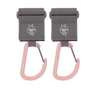 LÄSSIG Accesorio para cochecito (2 pcs.) Gancho de velcro Carabiner Gancho para cochecito Gancho para compras Metal/Stroller Hooks with Carabiner grey