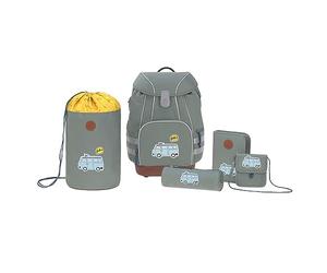 LÄSSIG Adventure Juego de mochilas escolares 5 piezas, 40 cm, 15 L, Bus verde