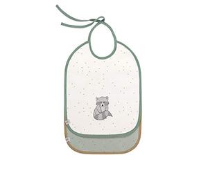 LÄSSIG Baby Kleinkind Lätzchen Medium wasserabweisend zum Binden 2 Stk./Medium Bib About Friends Racoon, grün