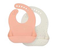 LÄSSIG Baby Silikon Lätzchen (2 Stk) Kleinkinder Lätzchen mit Auffangschale spülmaschinengeeignet