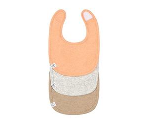 LÄSSIG Bebé Babero Set (3 pcs.) cinta abrojo de gancho y bucle GOTS/Newborn Bib Set GOTS apricot/light grey/nature melange