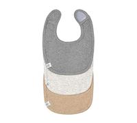 Lässig Bebé Babero Set (3 pcs.) cinta abrojo de gancho y bucle GOTS/Newborn Bib Set GOTS blue/light grey/nature melange
