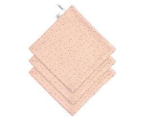 LÄSSIG bebé Muselina franelas Juego de 3/Muslin/Terry Washcloth Set 3 pcs Dots Peach Rose