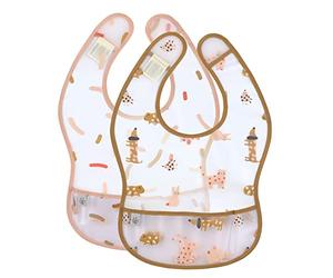 LÄSSIG Bebé Set Babero 2 Pzs. con Protección Repelente al Agua/EVA Bib Little Mateys spicy orange