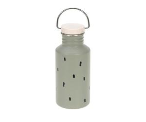 LÄSSIG biberón botella de acero inoxidable sin BPA 500ml niños guardería jardín de infancia a prueba de fugas con tapa deportiva para beber/Bottle Stainless Steel Happy Prints olive