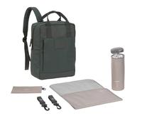 LÄSSIG Mochila para pañales para bebé, mochila con cambiador, fijación para cochecito, soporte para botellas, fabricado de forma sostenible/GRE Vividal Backpack Dark Olive