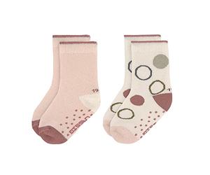 LÄSSIG Calcetines antideslizantes unisex para niños Juego de 2/ Blanco hueso/ rosa empolvado Talla 23-26