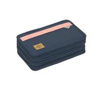 Lässig Estuche Slim Unique 3 compartimentos con bolígrafos azul marino | Para el colegio, con numerosos compartimentos para el material escolar