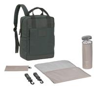 LÄSSIG Mochila para pañales para bebé, mochila con cambiador, fijación para cochecito, soporte para botellas, fabricado de forma sostenible/GRE Vividal Backpack Dark Olive