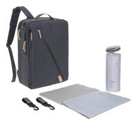 Lässig Mochila para pañales con cambiador, fijación para cochecito, calentador de botellas, impermeable, sostenible, color azul oscuro