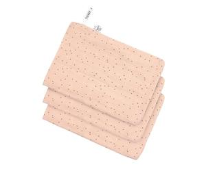 LÄSSIG Juego de 3 Manoplas de Muselina para bebés/Muslin Wash Glove Set 3 pcs Dots Peach Rose