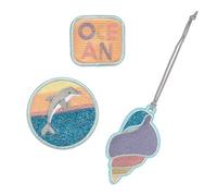 LÄSSIG Juego de colgantes y parches (3 piezas) con cierre a presión/School Patches Set Dolphin Ocean Edition