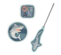 LÄSSIG Juego de Colgantes y Parches (3 Piezas) con Cierre a presión/School Patches Set Shark Ocean Edition