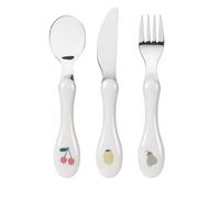 LÄSSIG Juego de cubiertos infantiles de 3 piezas cuchara tenedor cuchillo acero inoxidable mango de plástico/Cutlery Happy Fruits