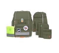 LÄSSIG Juego de mochilas escolares de 7 piezas para niños/ School Set Boxy Unique, olive