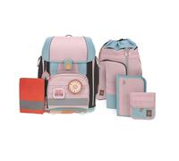LÄSSIG Juego de mochilas escolares de 7 piezas para niños/ School Set Boxy Unique, rose/blue/black