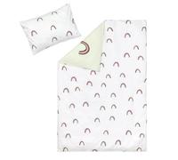 LÄSSIG Juego de Ropa de Cama Infantil de algodón orgánico, Certificado Gots de 2 Piezas, Juego de Cama Rainbow Milky/Menta